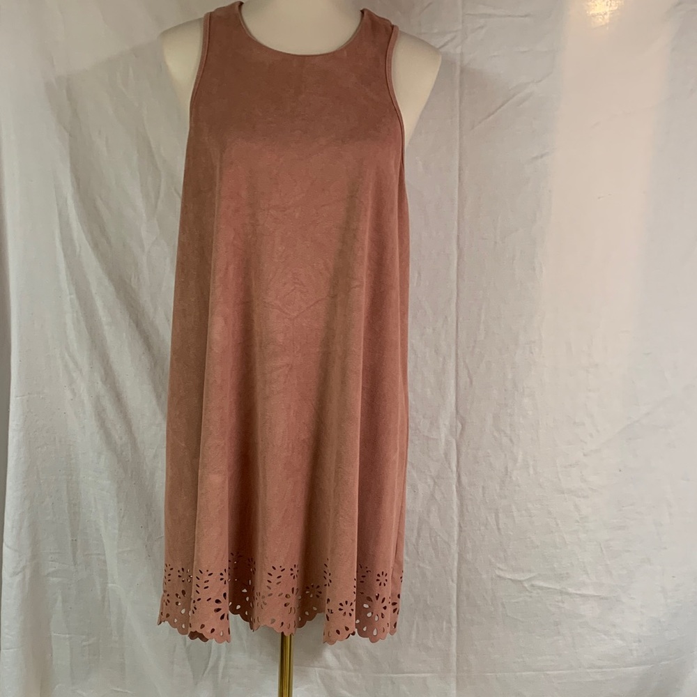 Paper Crane Suede Sleeveless Mini Dress in Dusty Pink